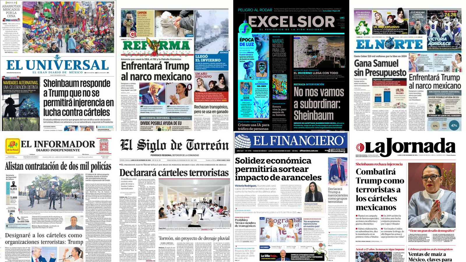 Portadas de periódicos impresos más importantes de México hoy