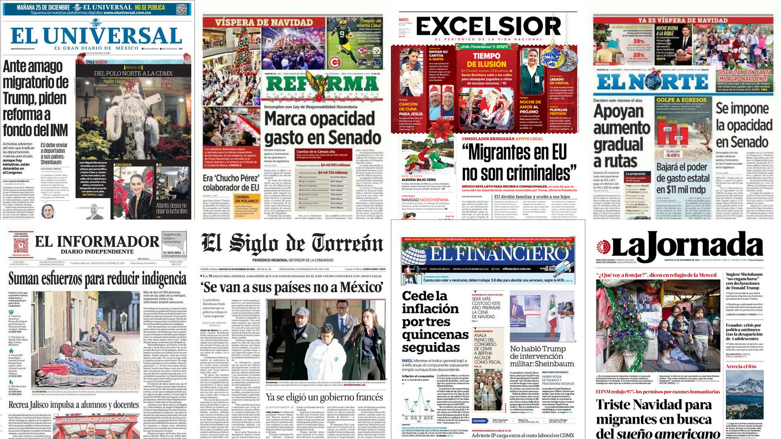 Portadas de periódicos impresos más importantes de México hoy