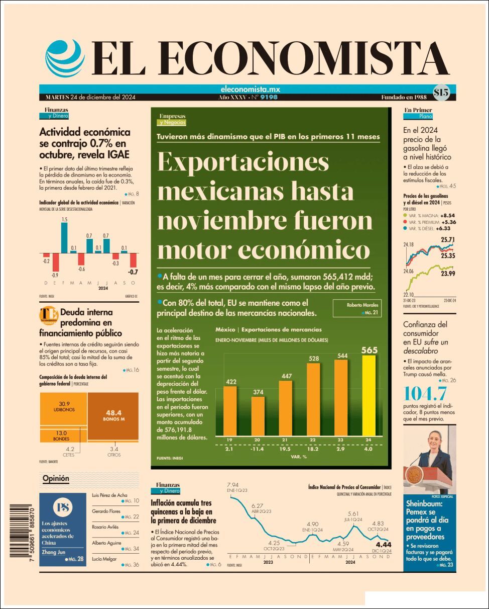 El Economista, edición del martes 24 de diciembre de 2024