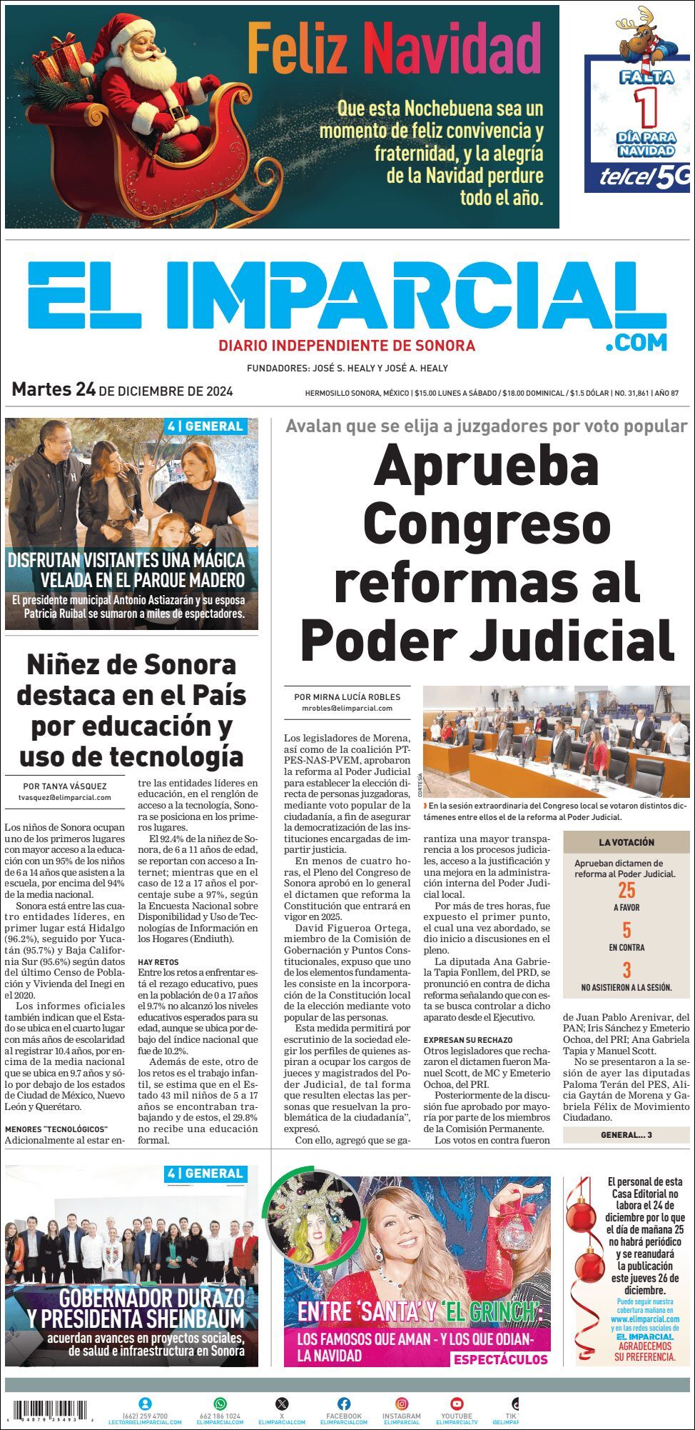 El Imparcial, edición del martes 24 de diciembre de 2024