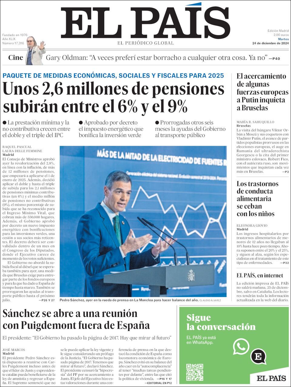 El País, edición del martes 24 de diciembre de 2024