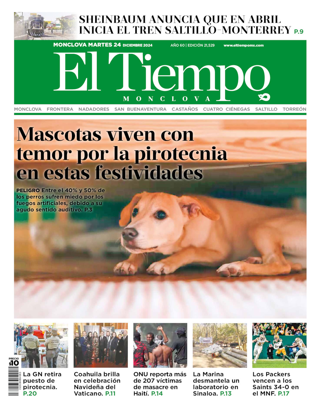 El Tiempo Monclova, edición del martes 24 de diciembre de 2024