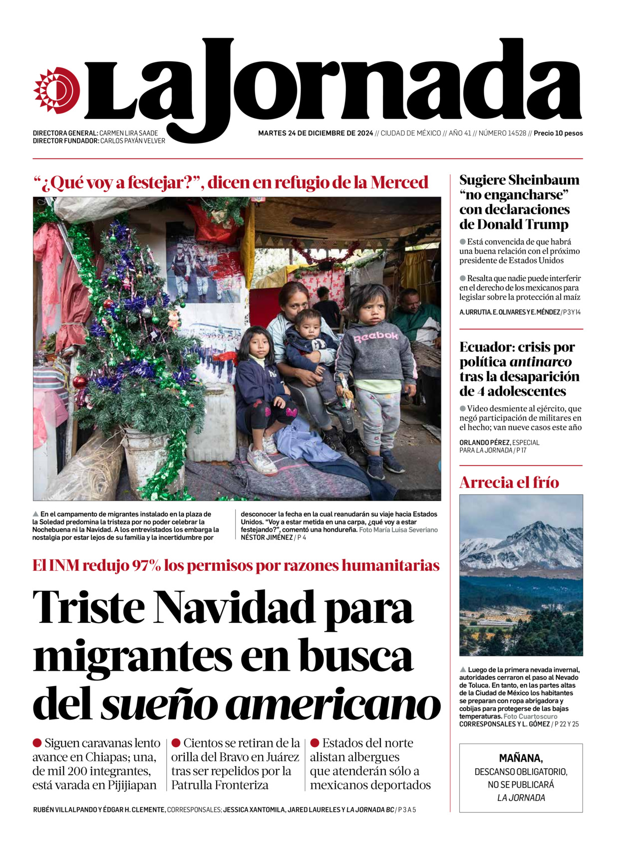 La Jornada, edición del martes 24 de diciembre de 2024