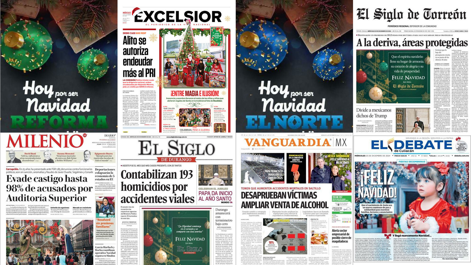 Portadas de periódicos impresos más importantes de México hoy