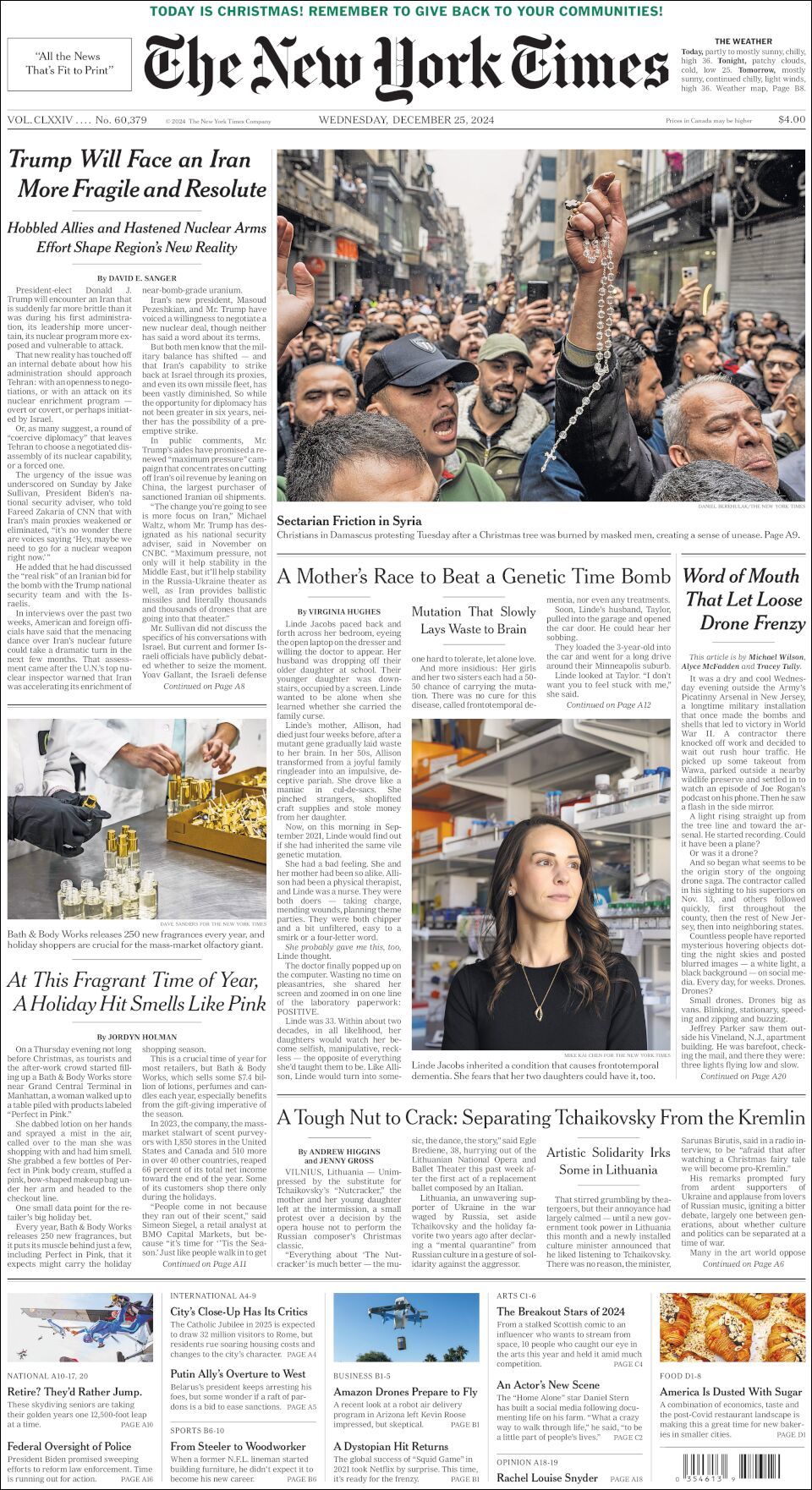 The New York Times, edición del miércoles 25 de diciembre de 2024