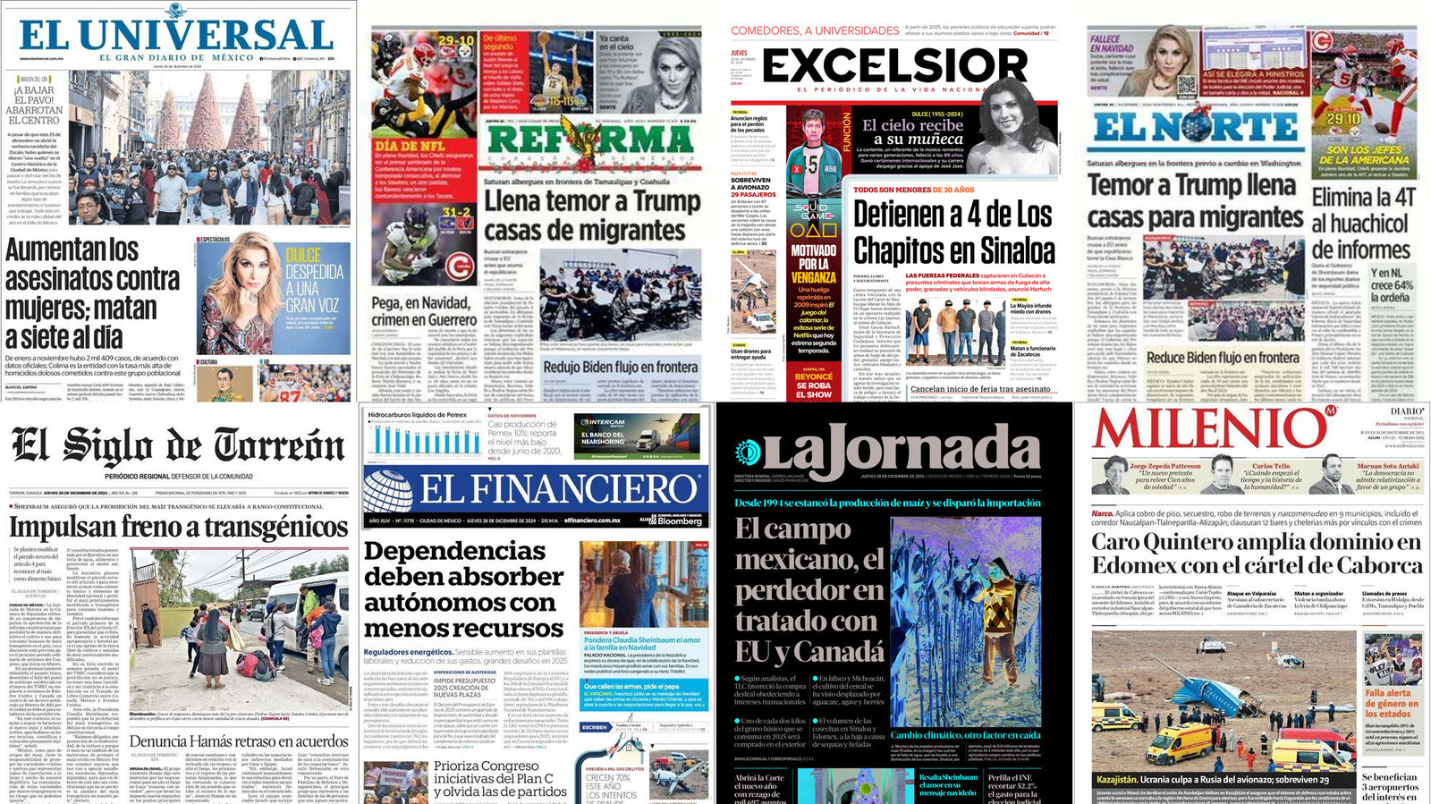 Portadas de periódicos impresos más importantes de México hoy