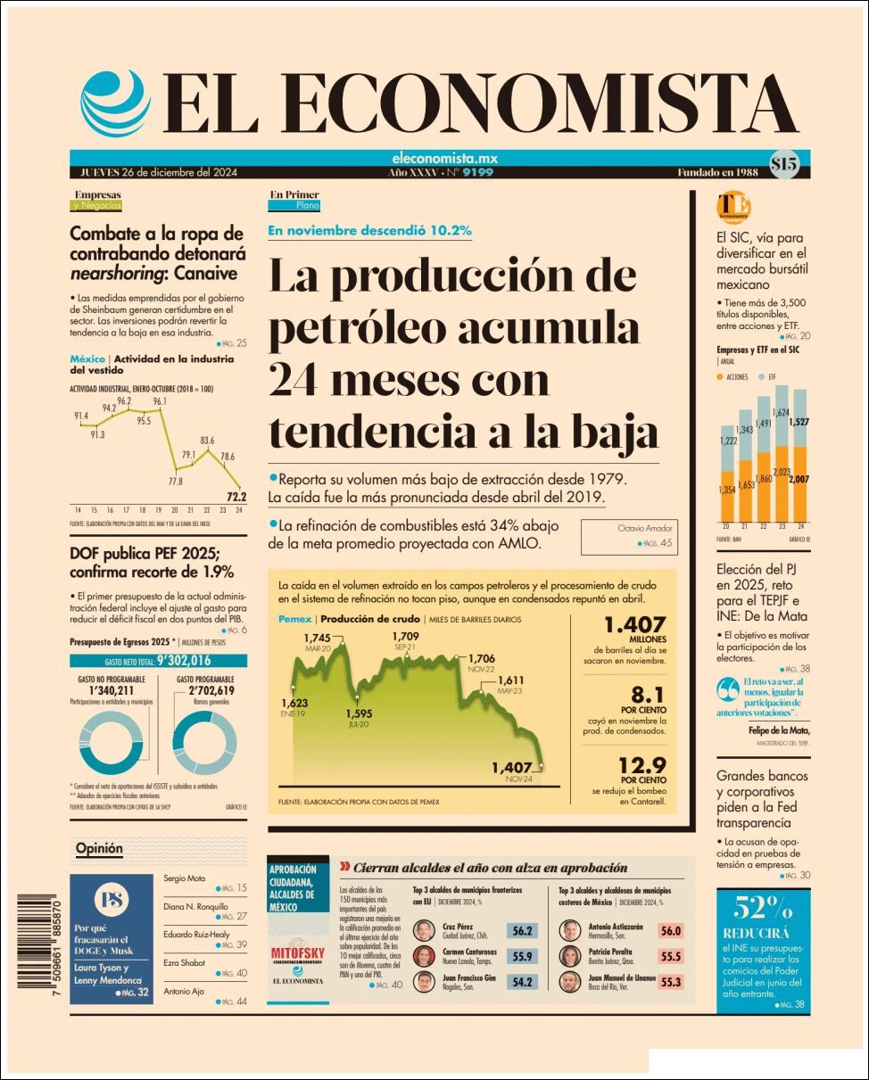 El Economista, edición del jueves 26 de diciembre de 2024