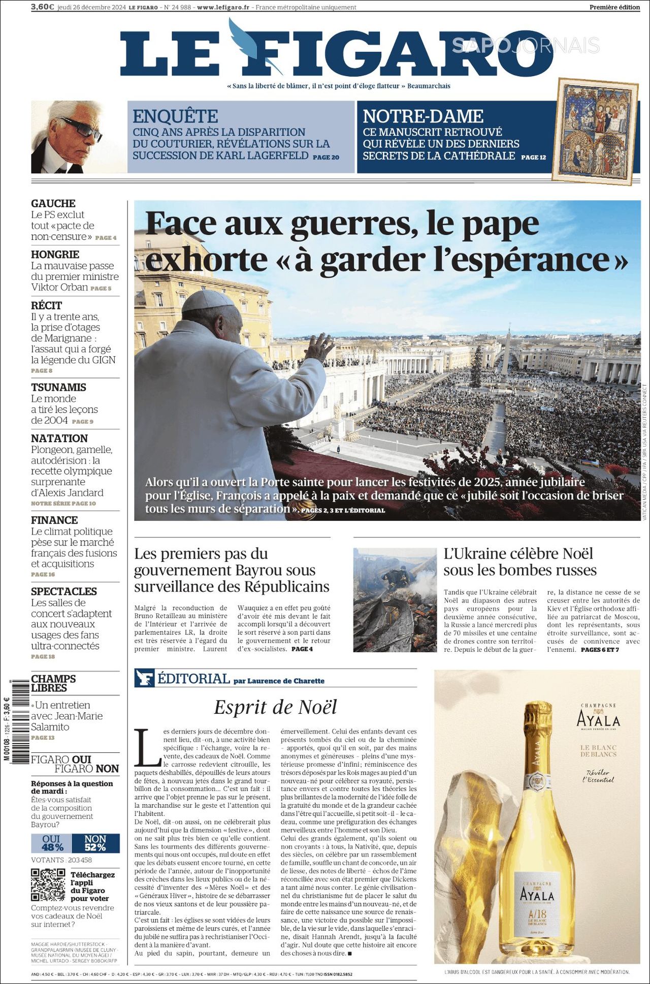 Le Figaro, edición del jueves 26 de diciembre de 2024