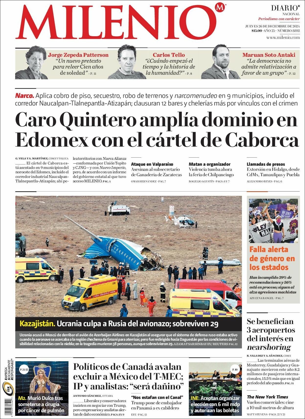 Milenio, edición del jueves 26 de diciembre de 2024