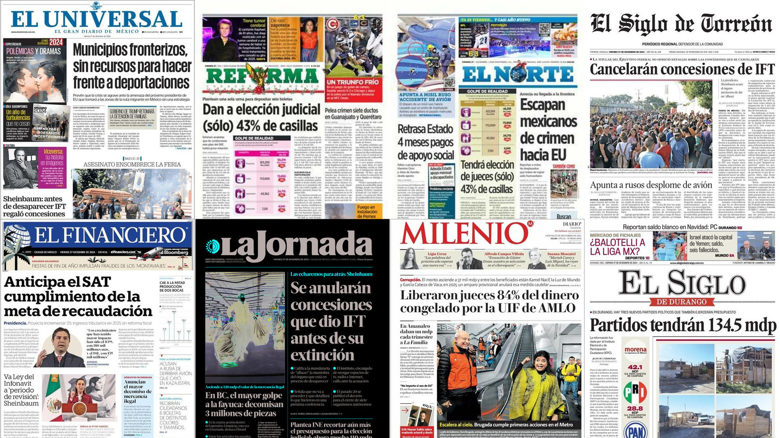 Portadas de periódicos impresos más importantes de México hoy