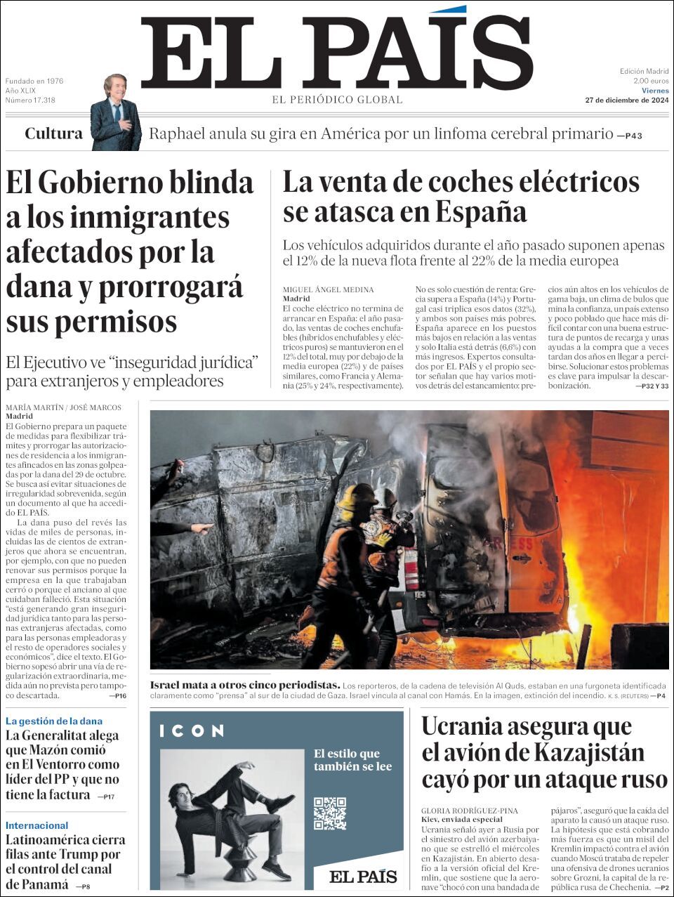 El País, edición del viernes 27 de diciembre de 2024