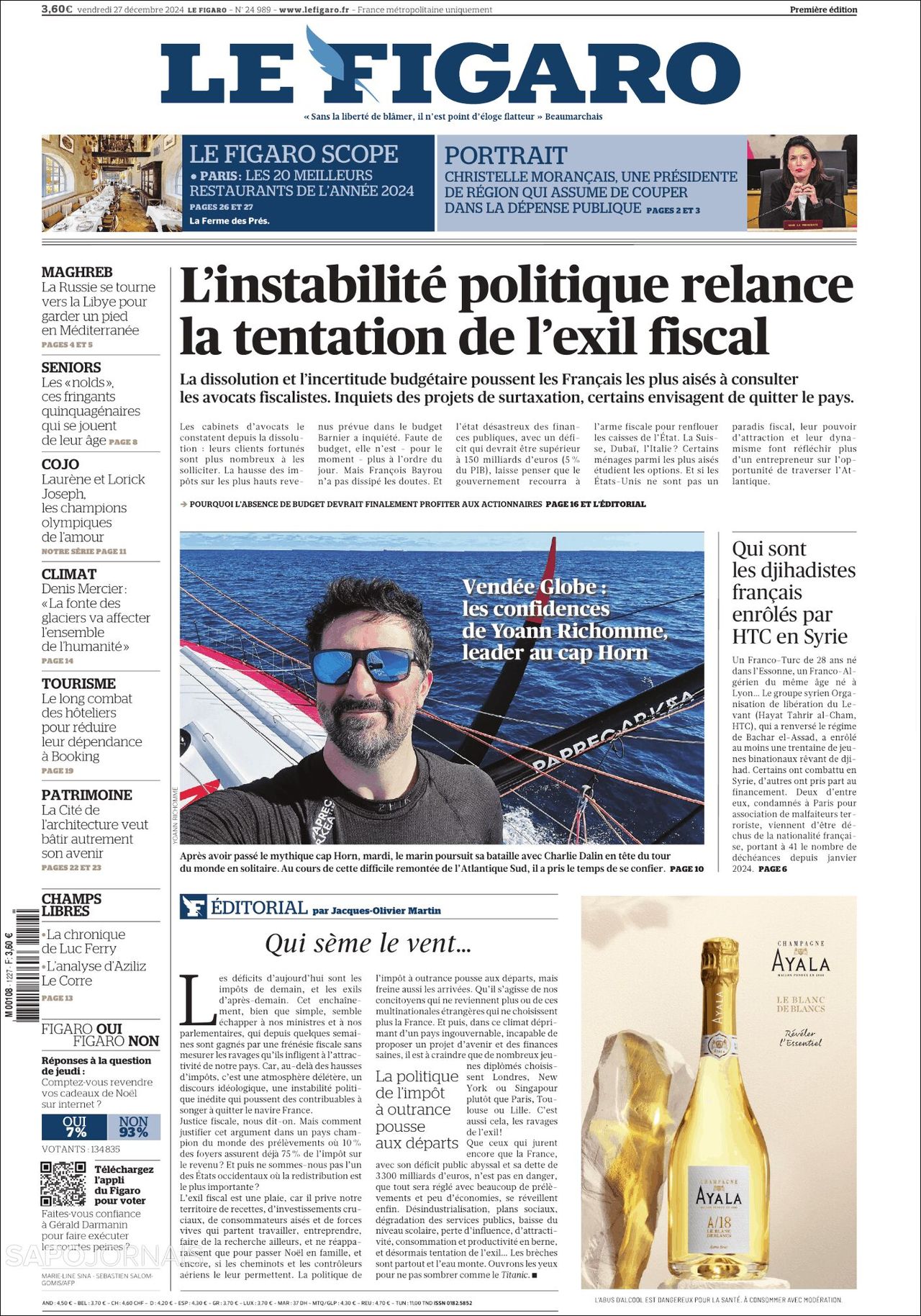 Le Figaro, edición del viernes 27 de diciembre de 2024