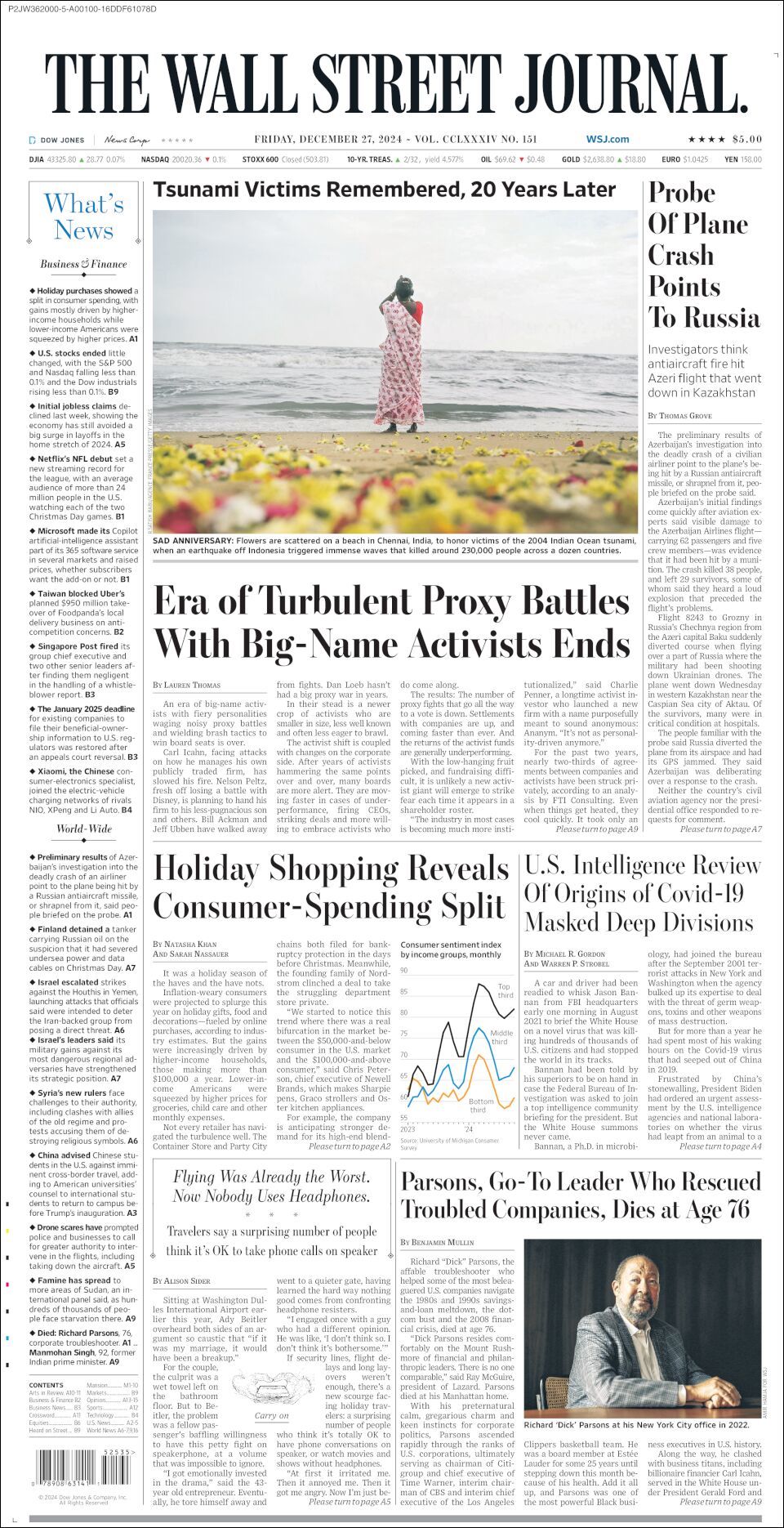 The Wall Street Journal, edición del viernes 27 de diciembre de 2024