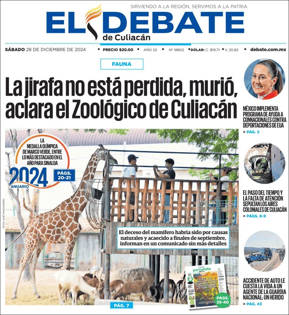 El Debate Culiacán, edición del sábado 28 de diciembre de 2024