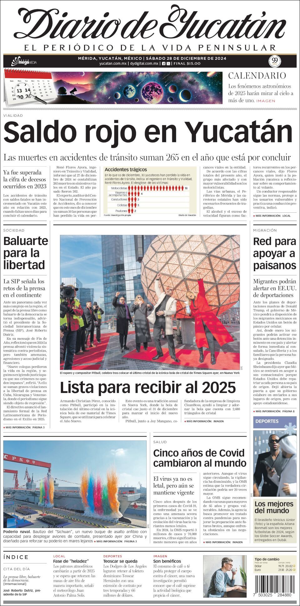 El Diario de Yucatán, edición del sábado 28 de diciembre de 2024