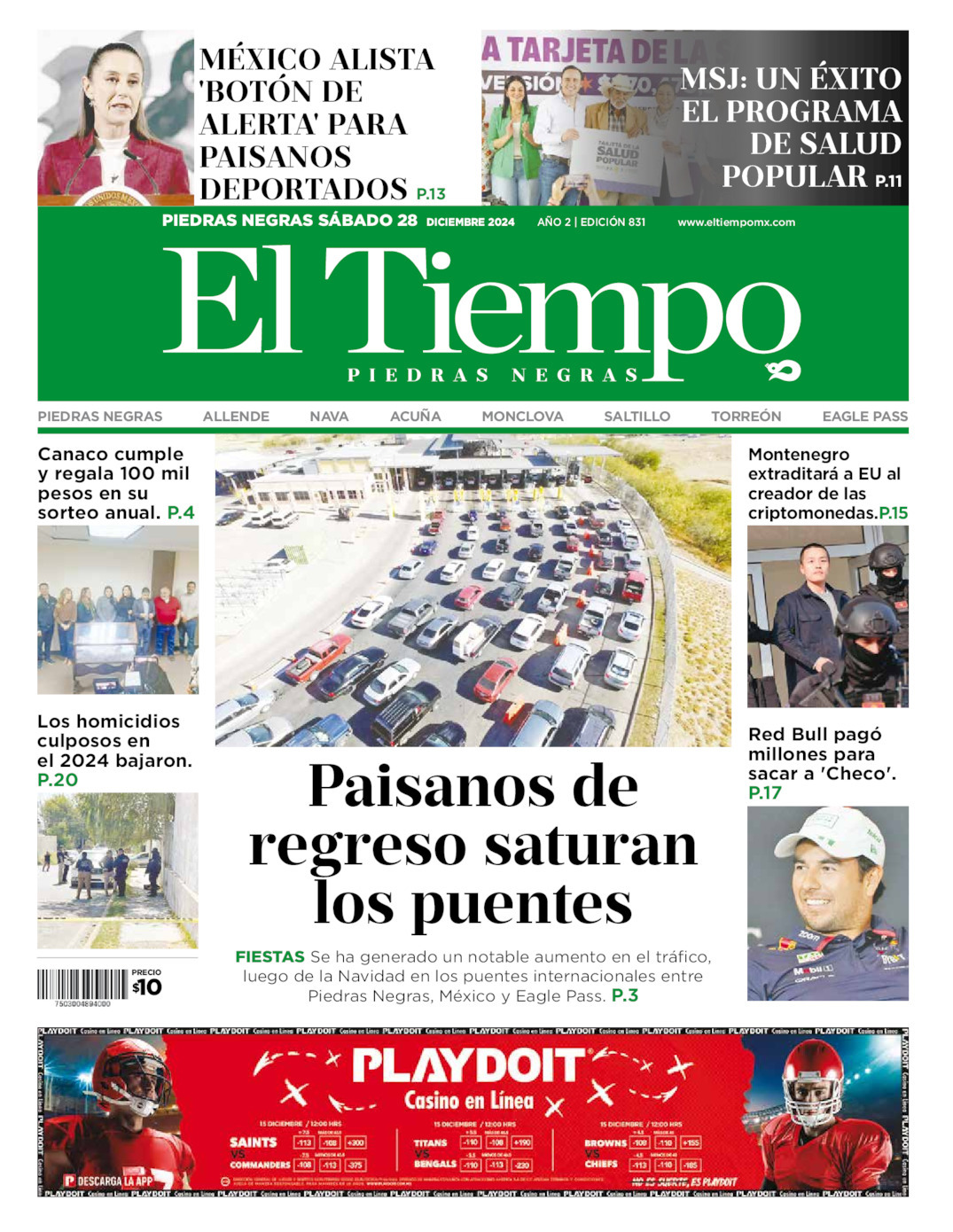 El Tiempo Piedras Negras, edición del sábado 28 de diciembre de 2024