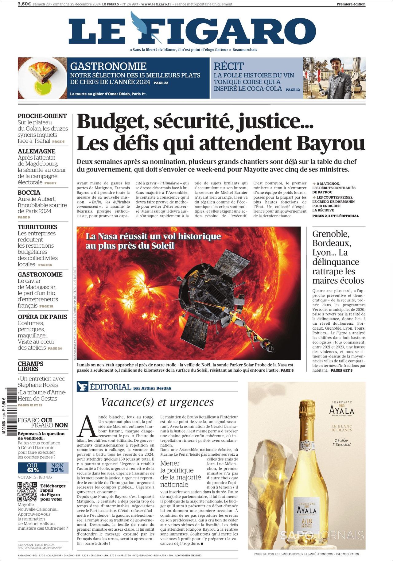 Le Figaro, edición del sábado 28 de diciembre de 2024