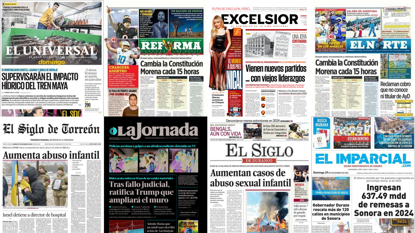 Portadas de periódicos impresos más importantes de México hoy