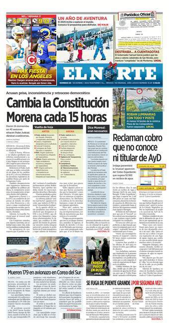 El Norte, edición del domingo 29 de diciembre de 2024