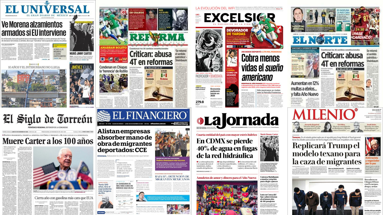 Portadas de periódicos impresos más importantes de México hoy