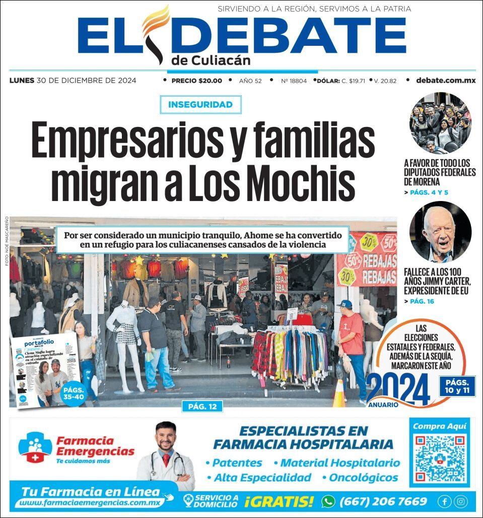 El Debate Culiacán, edición del lunes 30 de diciembre de 2024