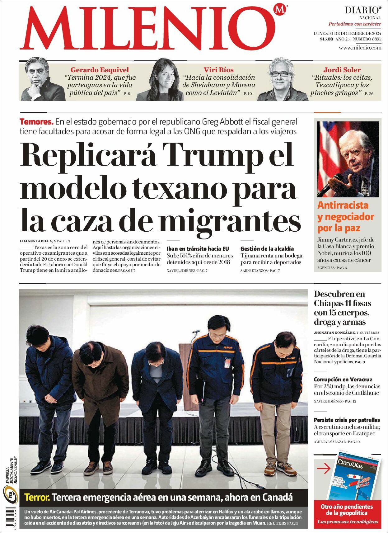 Milenio, edición del lunes 30 de diciembre de 2024