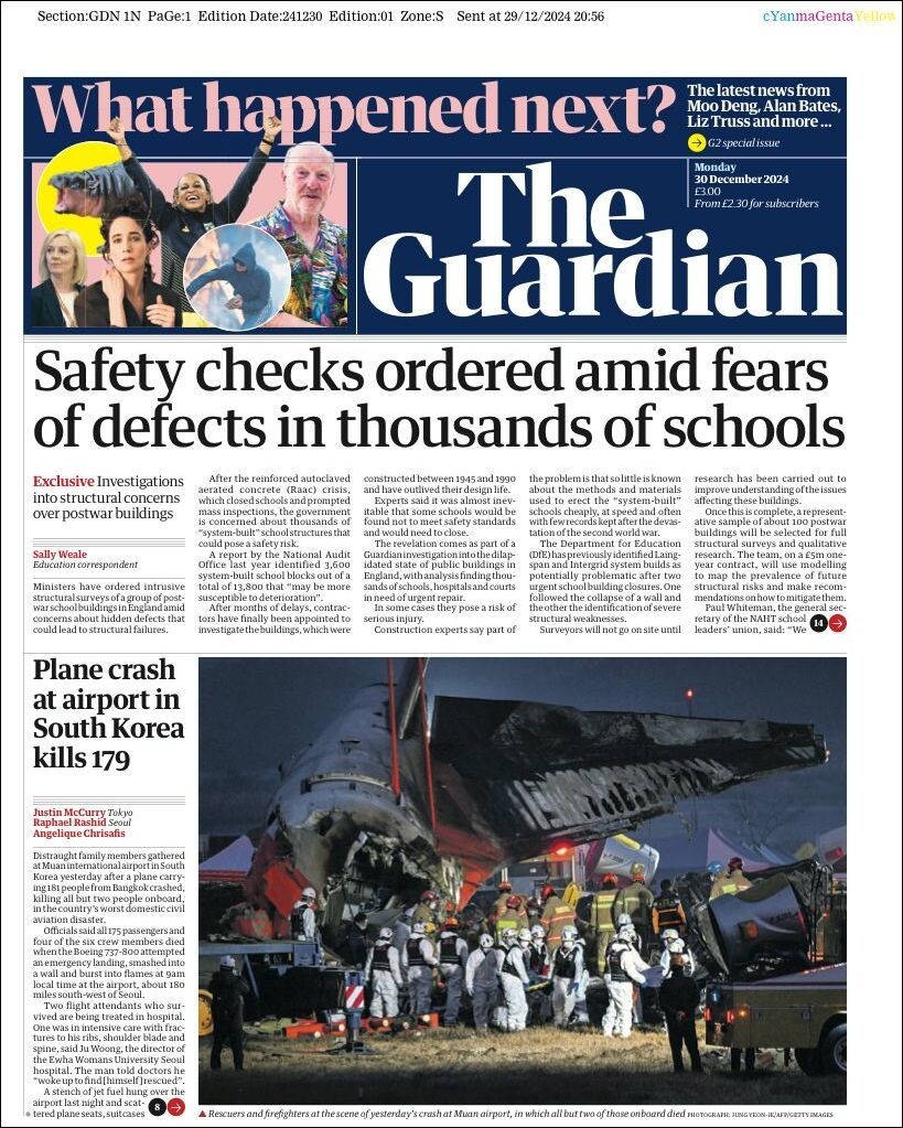 The Guardian, edición del lunes 30 de diciembre de 2024