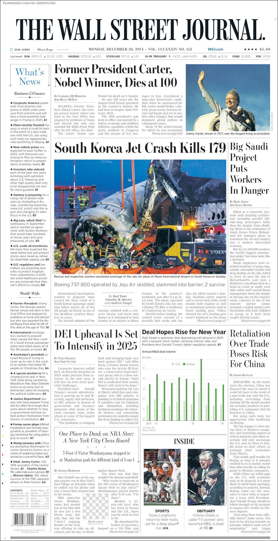 The Wall Street Journal, edición del lunes 30 de diciembre de 2024