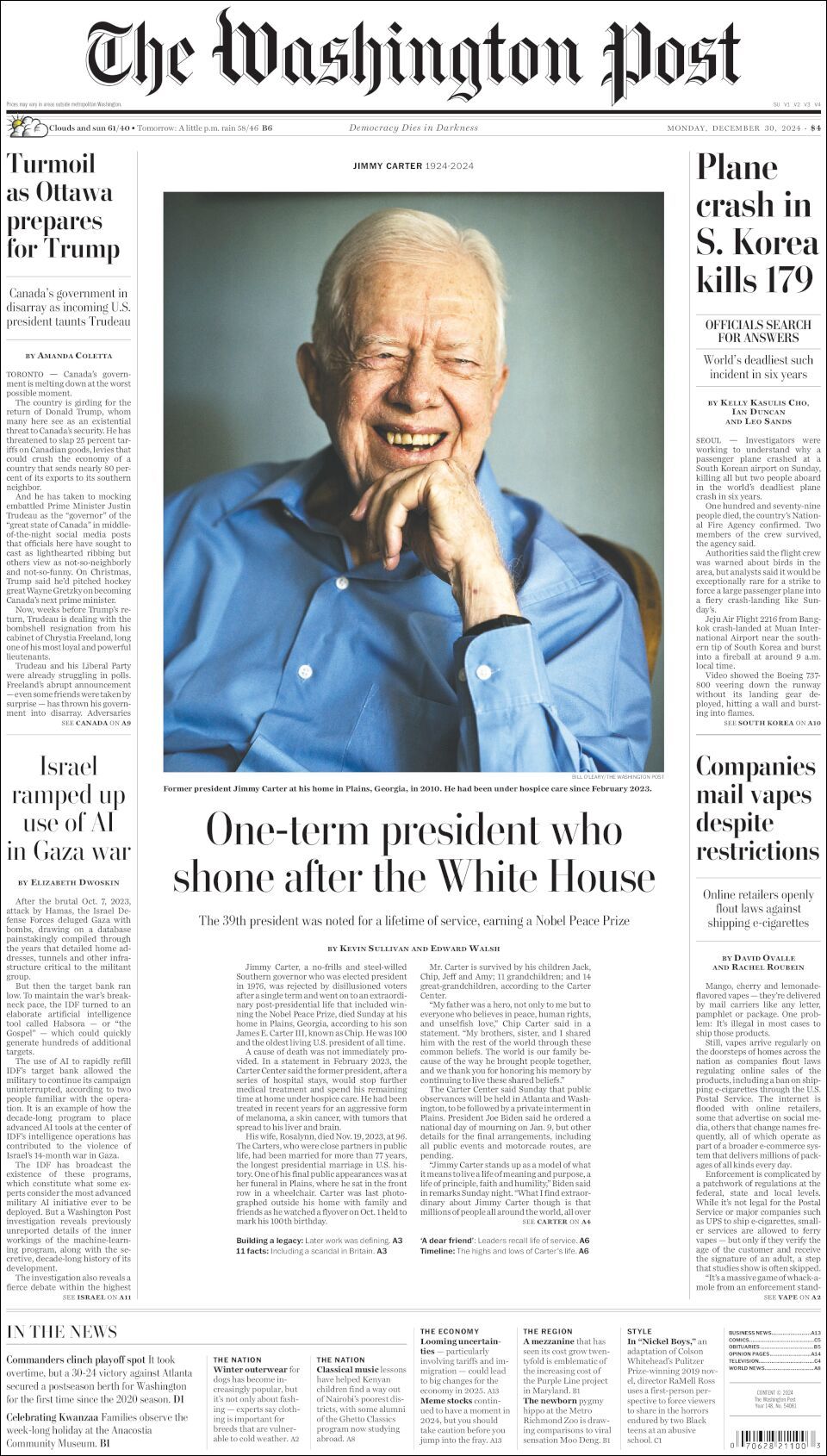 The Washington Post, edición del lunes 30 de diciembre de 2024