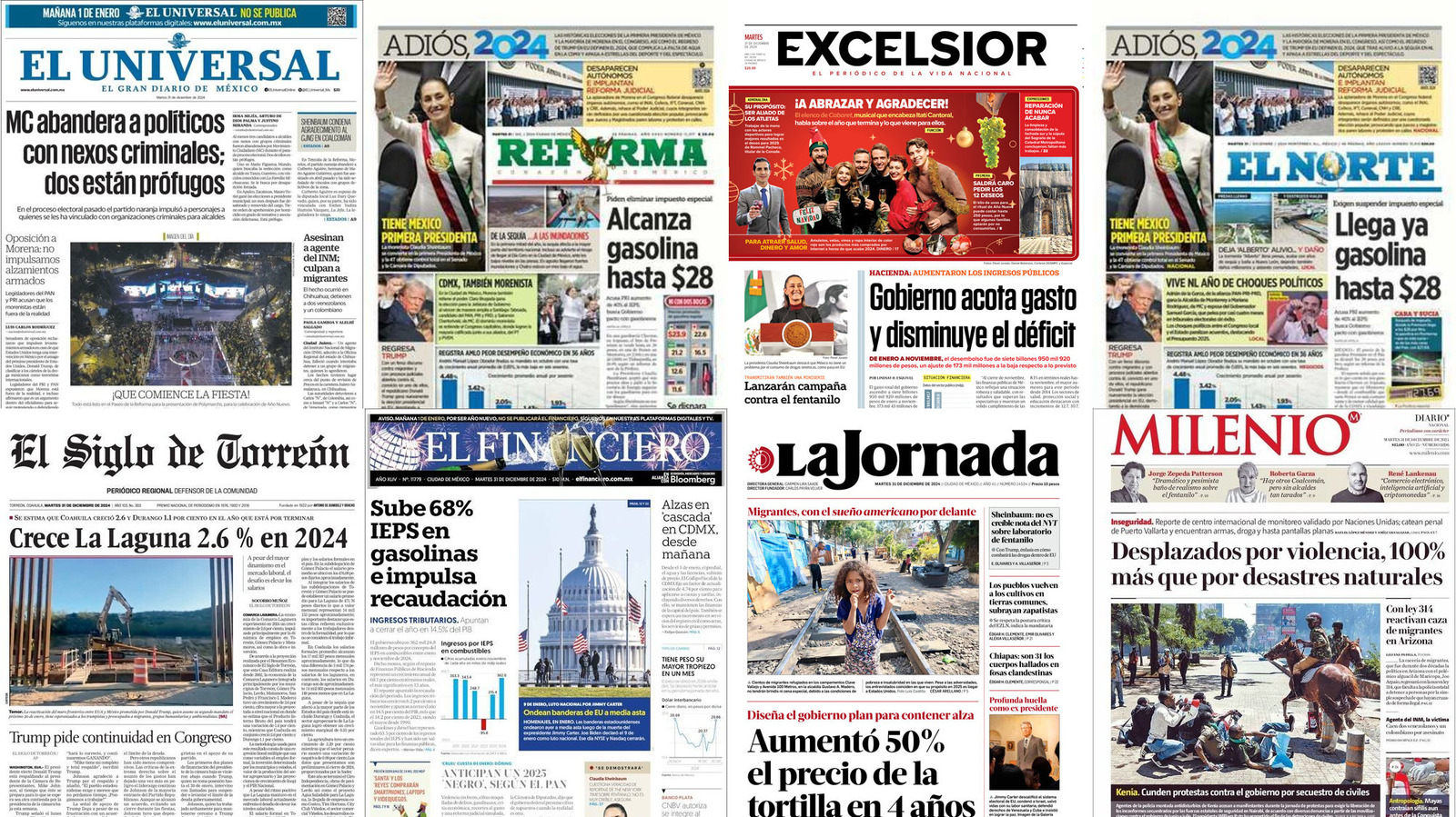 Portadas de periódicos impresos más importantes de México hoy