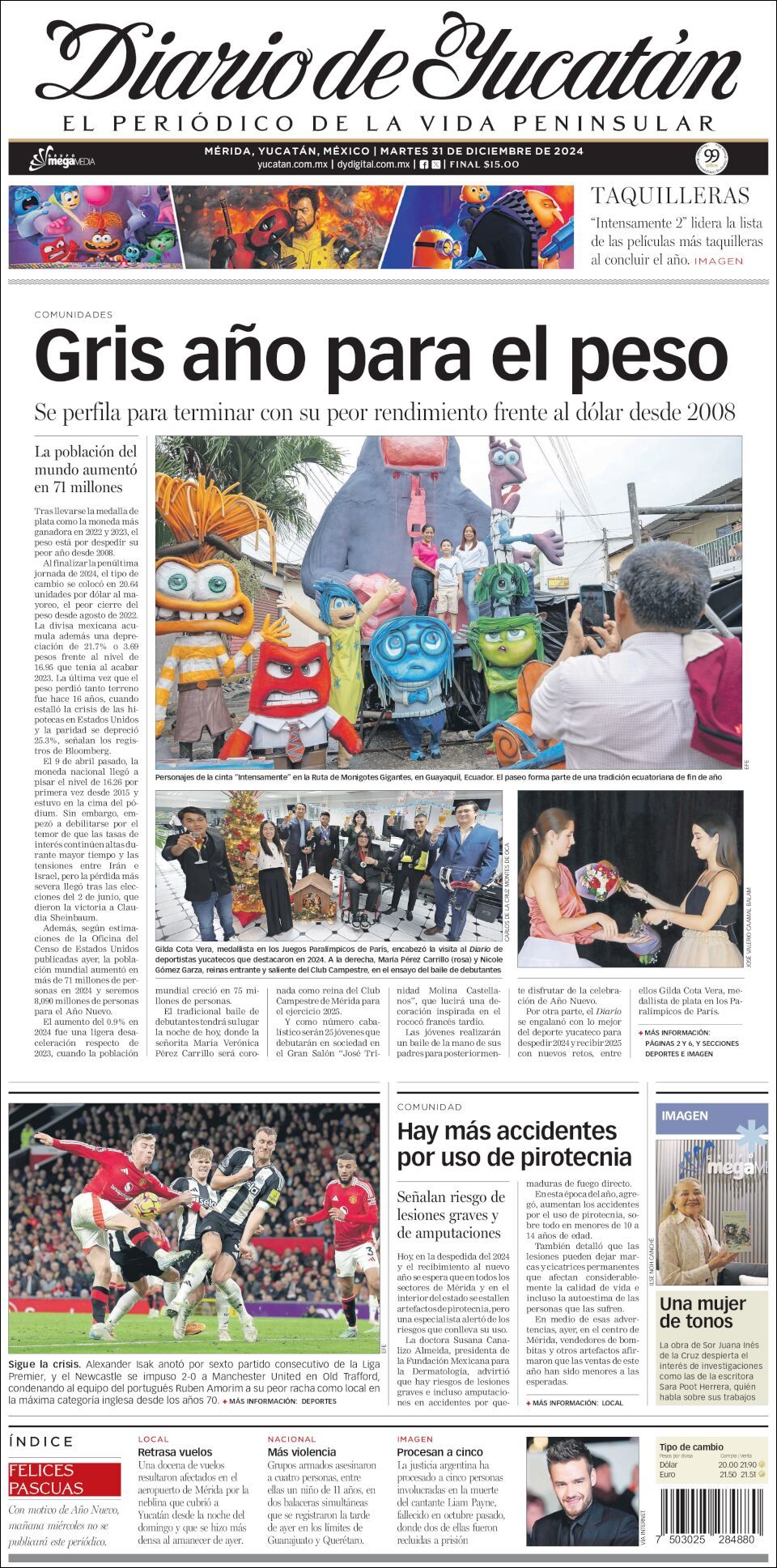 El Diario de Yucatán, edición del martes 31 de diciembre de 2024