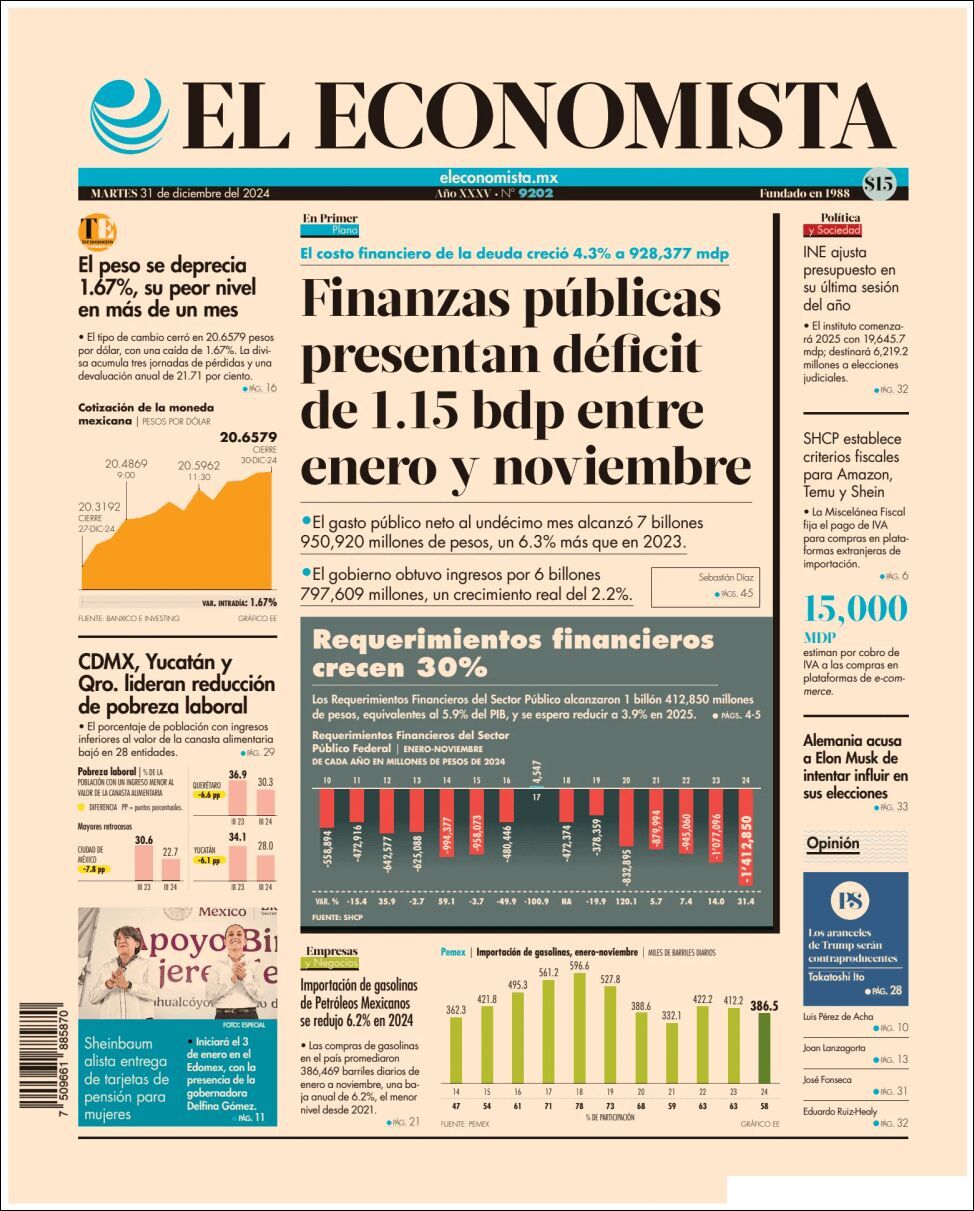 El Economista, edición del martes 31 de diciembre de 2024