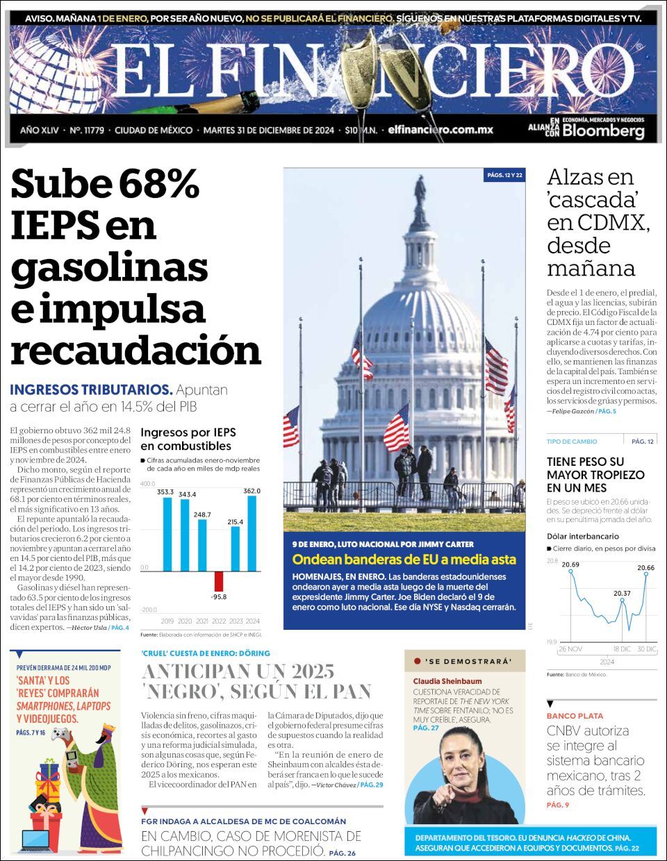 El Financiero, edición del martes 31 de diciembre de 2024