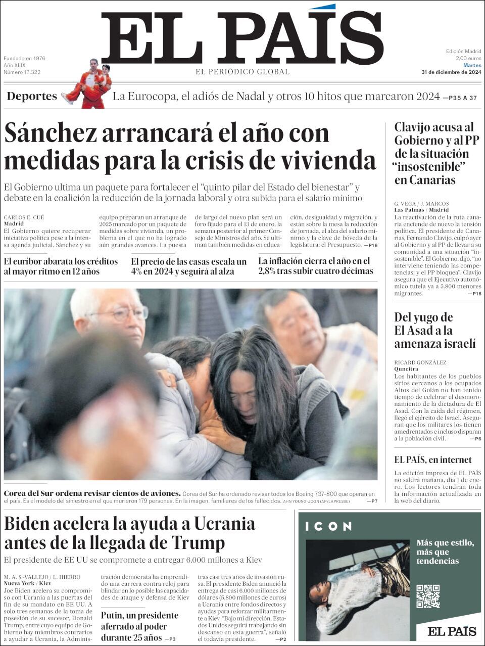 El País, edición del martes 31 de diciembre de 2024