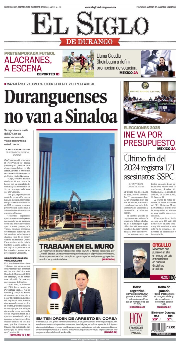 El Siglo de Durango, edición del martes 31 de diciembre de 2024