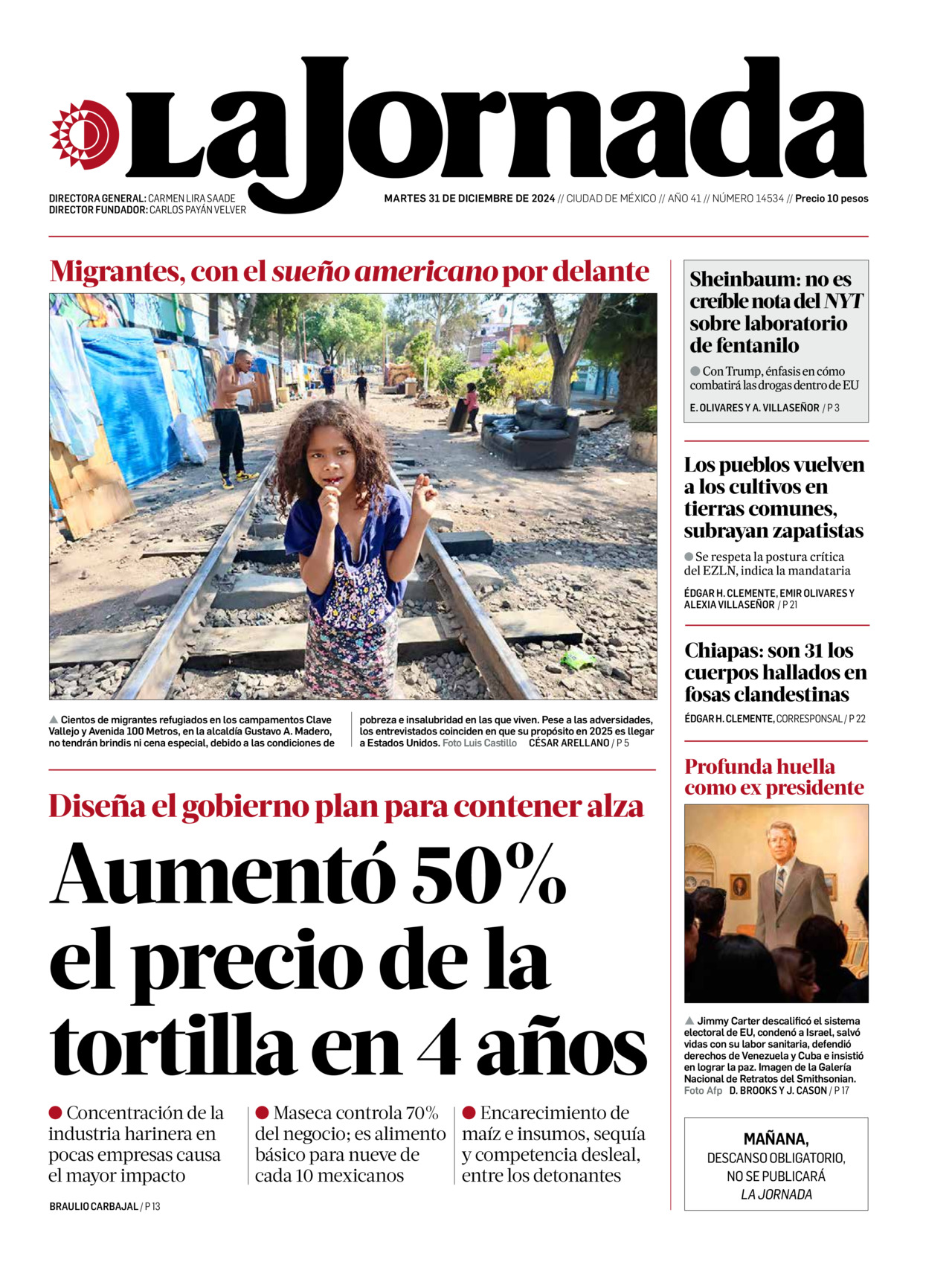 La Jornada, edición del martes 31 de diciembre de 2024