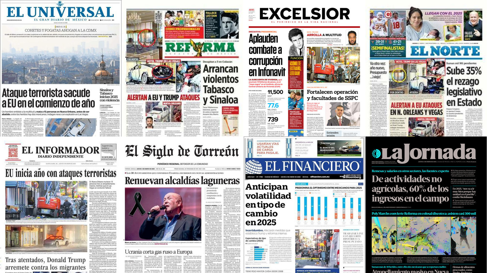 Portadas de periódicos impresos más importantes de México hoy