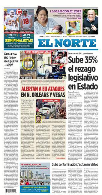 El Norte, edición del jueves 02 de enero de 2025