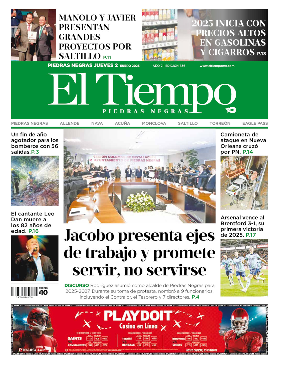 El Tiempo Piedras Negras, edición del jueves 02 de enero de 2025