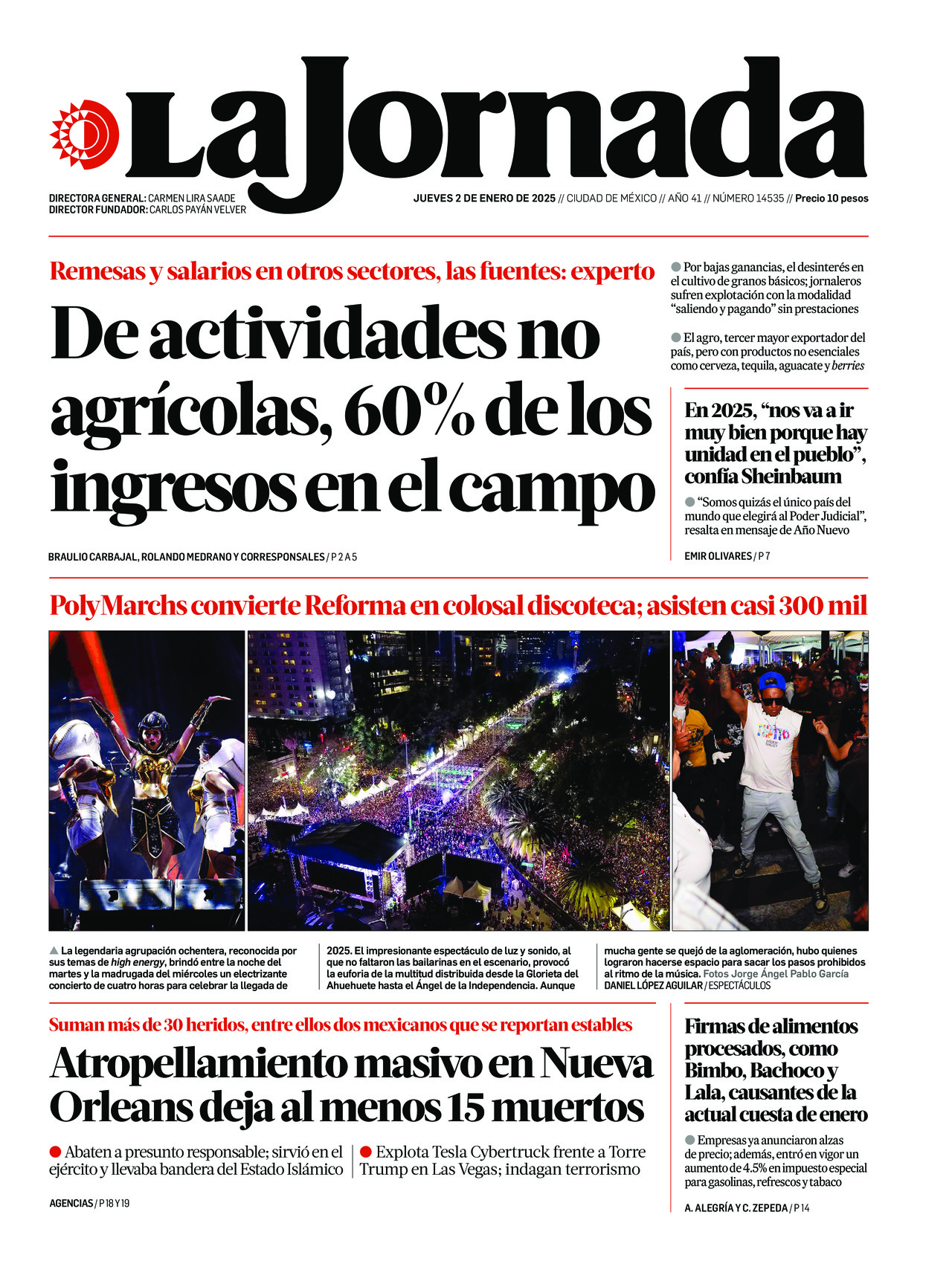 La Jornada, edición del jueves 02 de enero de 2025