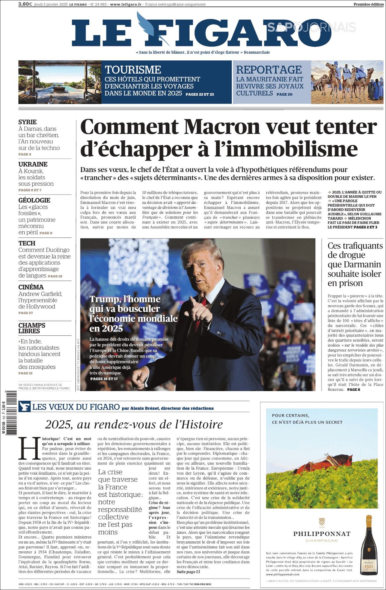 Le Figaro, edición del jueves 02 de enero de 2025