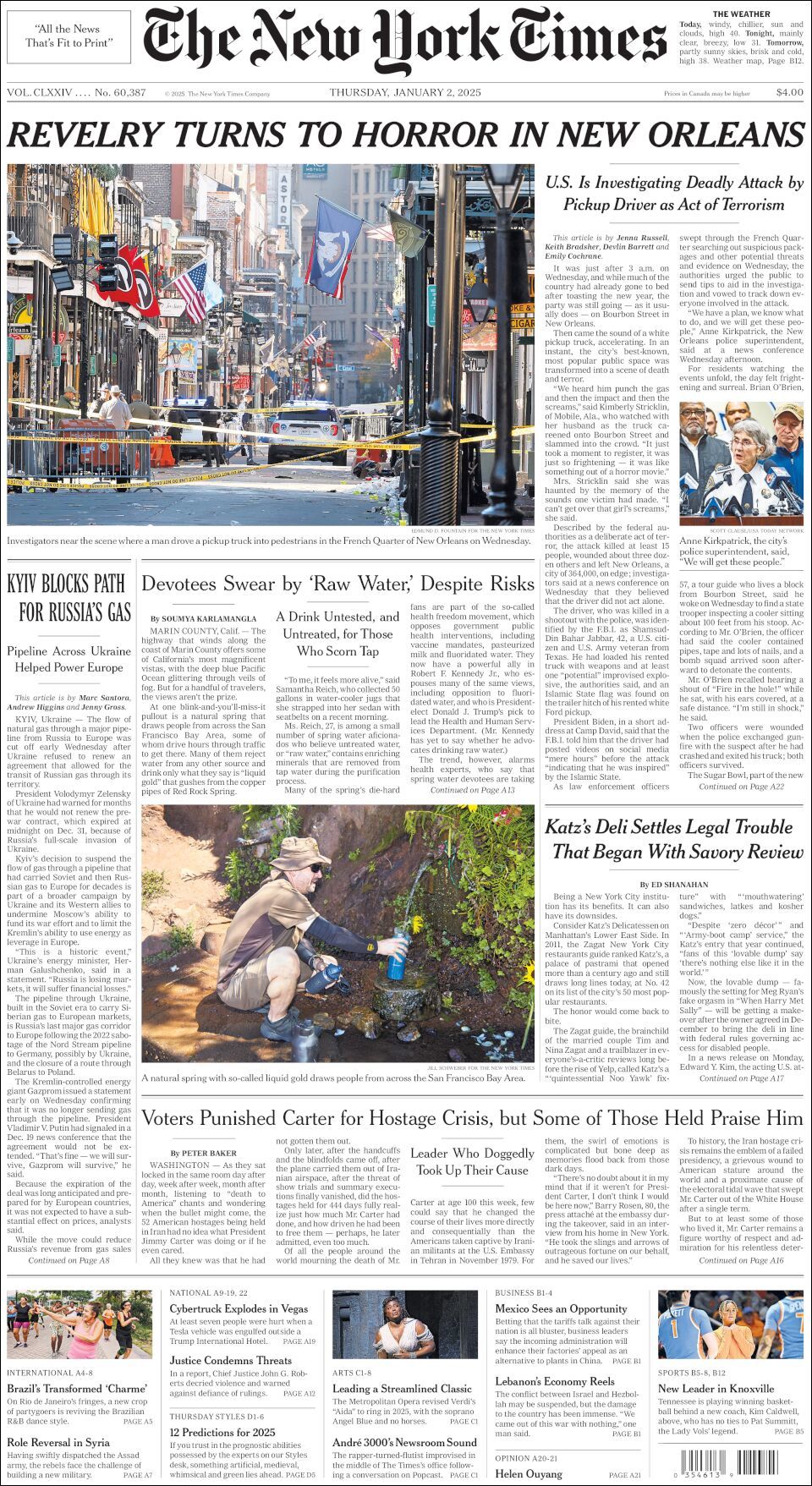 The New York Times, edición del jueves 02 de enero de 2025