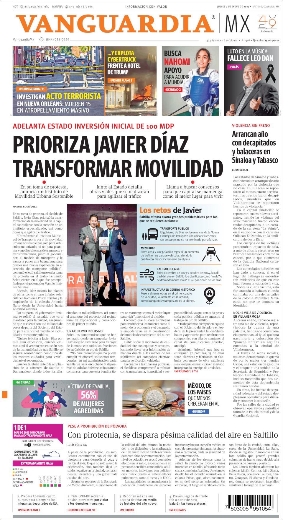 Vanguardia, edición del jueves 02 de enero de 2025