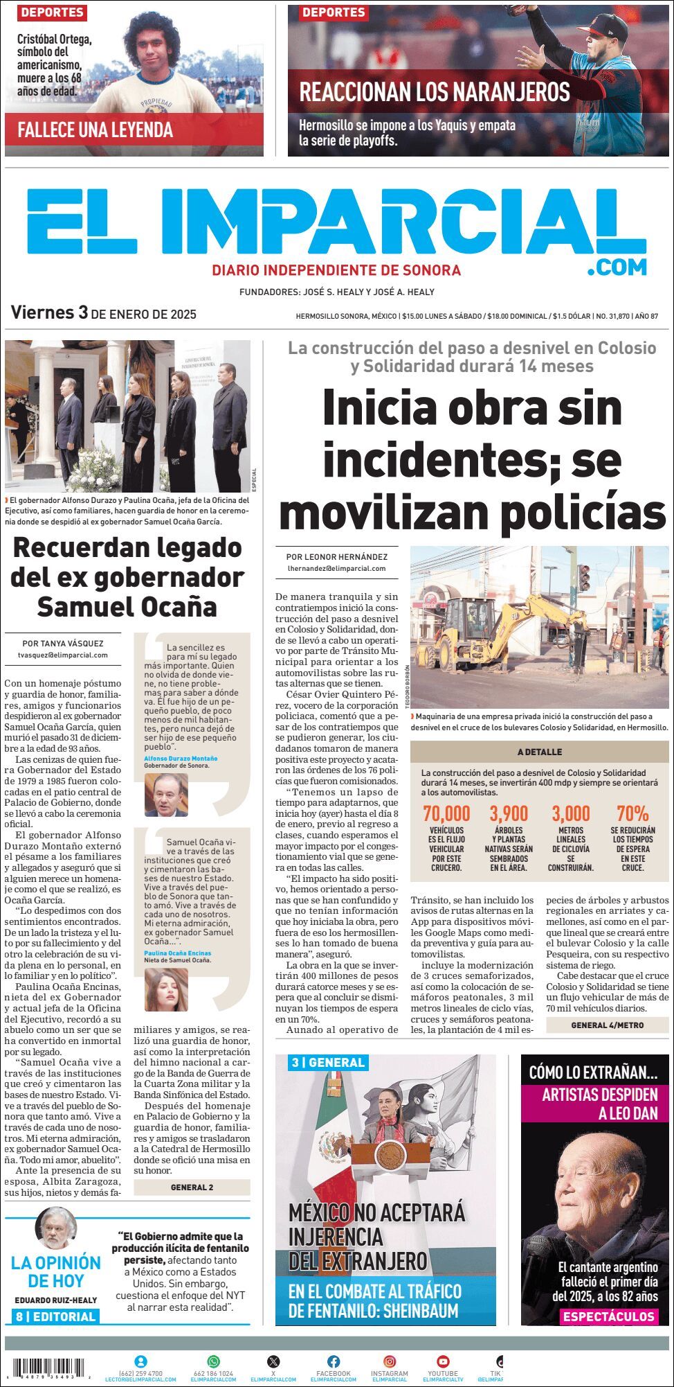 El Imparcial, edición del viernes 03 de enero de 2025