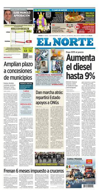 El Norte, edición del viernes 03 de enero de 2025