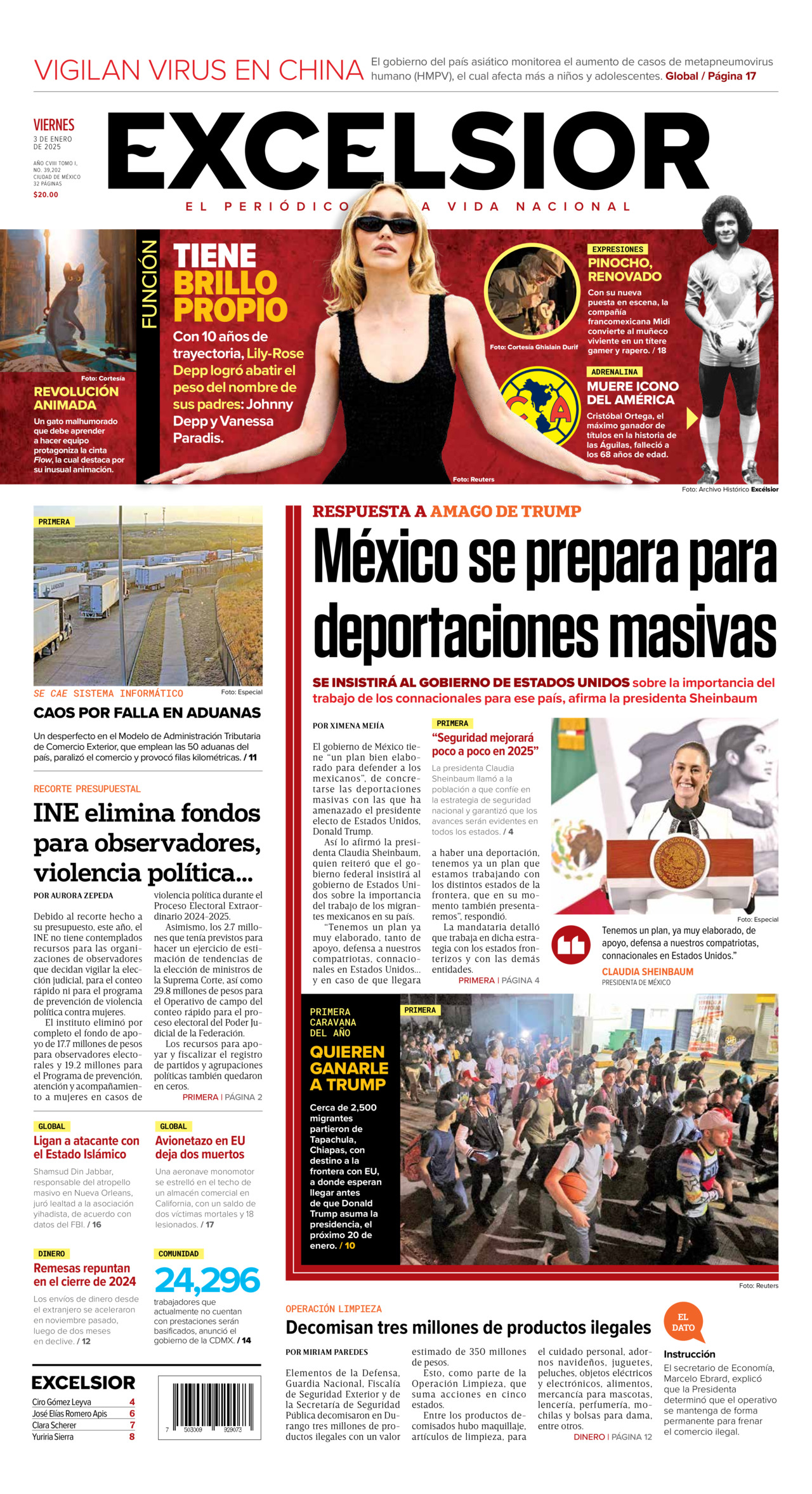 Excelsior, edición del viernes 03 de enero de 2025