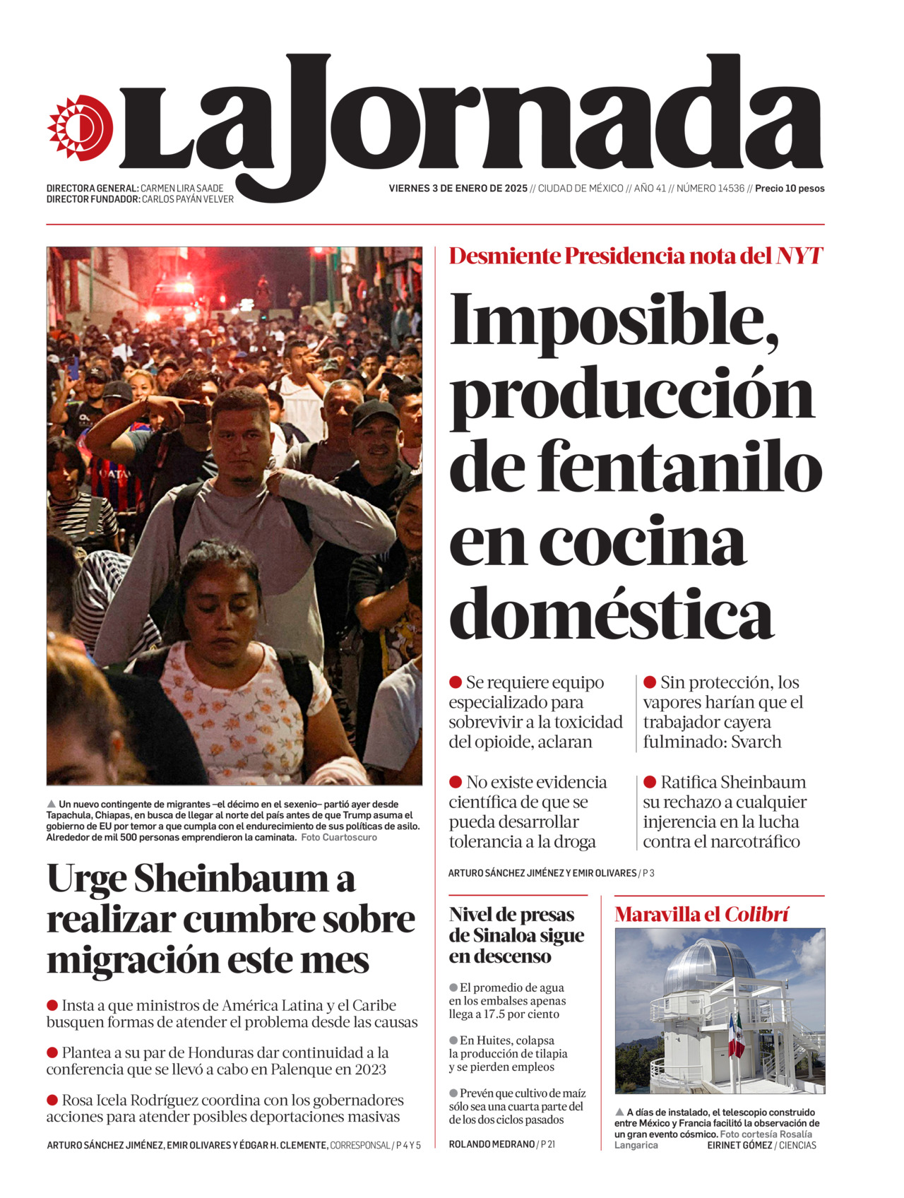 La Jornada, edición del viernes 03 de enero de 2025