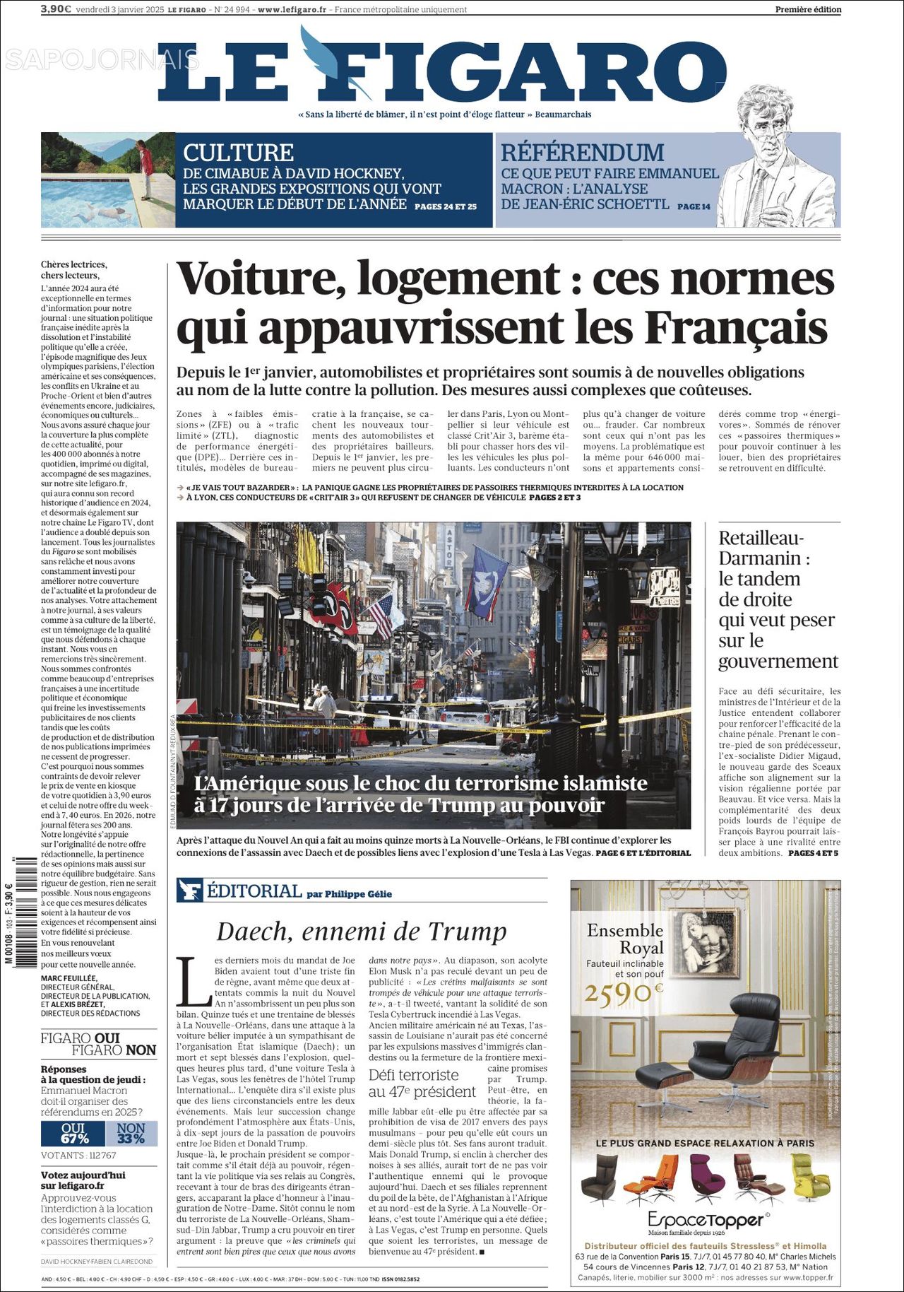 Le Figaro, edición del viernes 03 de enero de 2025