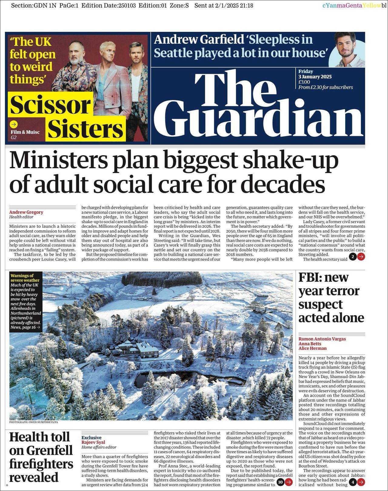 The Guardian, edición del viernes 03 de enero de 2025