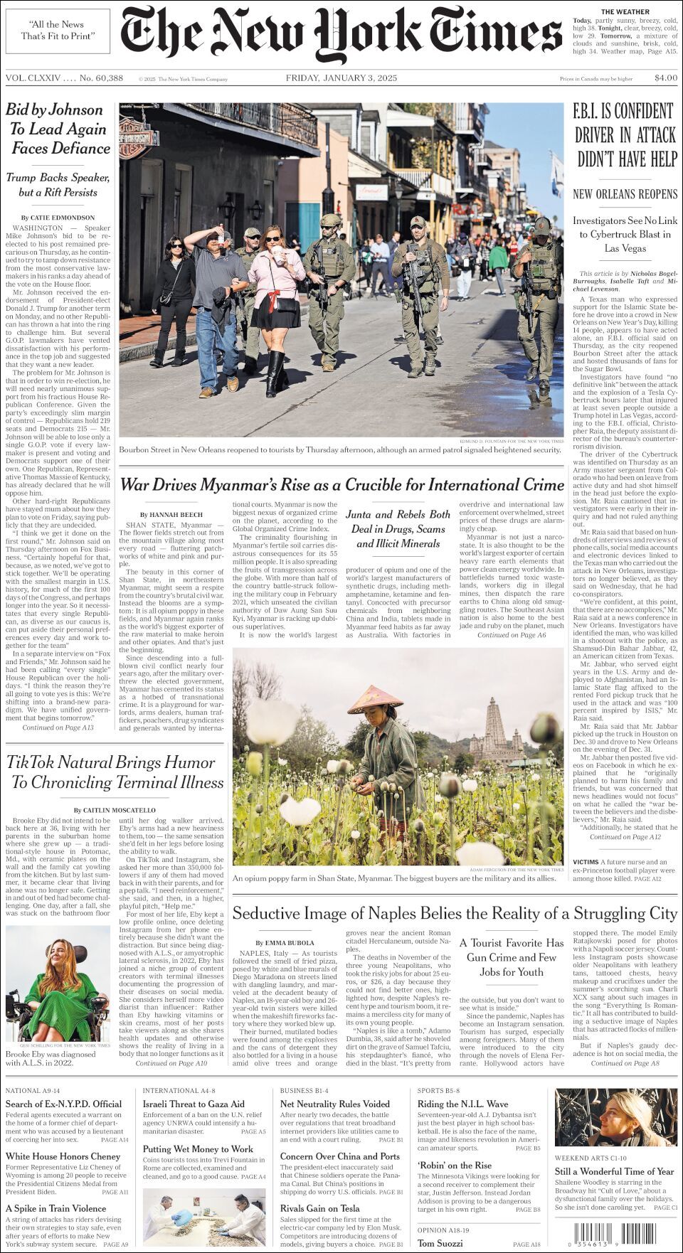 The New York Times, edición del viernes 03 de enero de 2025